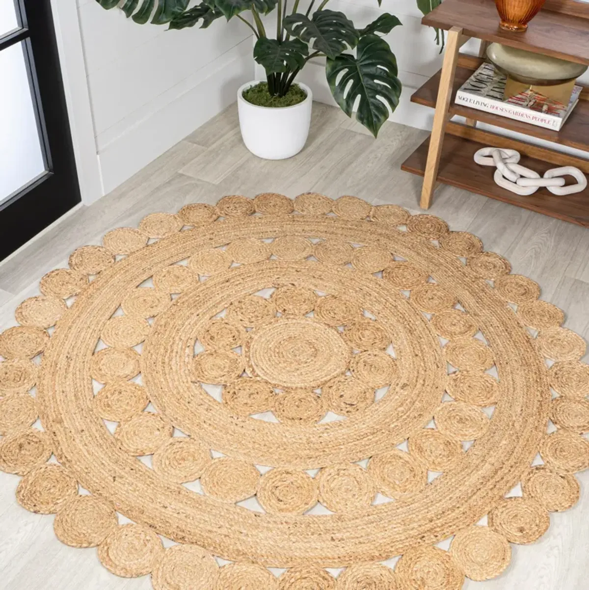 Daisy Hippy Jute Medallion Circle Natural 6' Round Area Rug