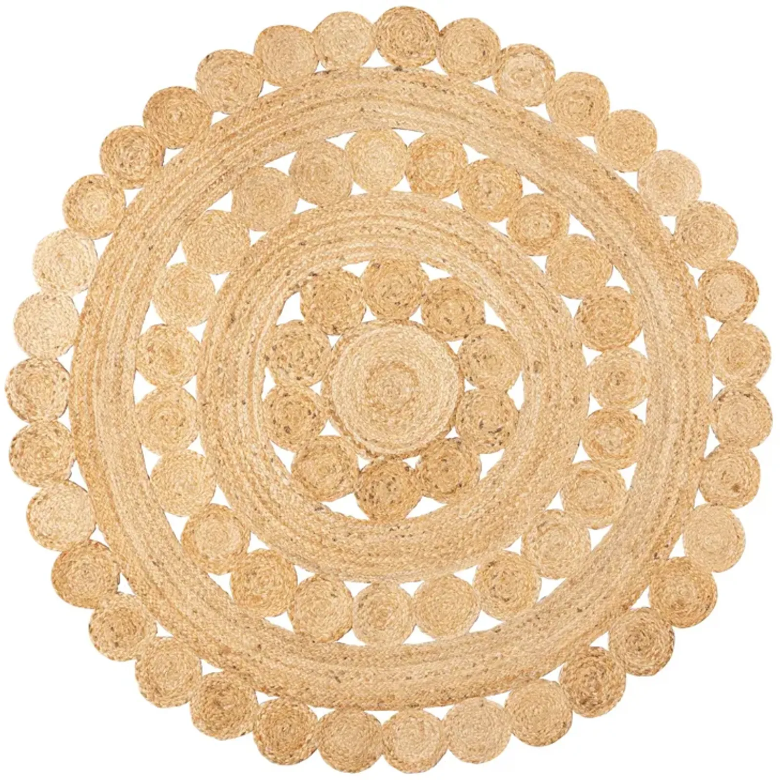 Daisy Hippy Jute Medallion Circle Natural 6' Round Area Rug