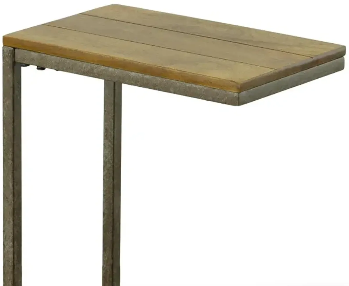 Carolina Living Aggie C-Form Accent Table - Harvest Oak Top - Aged Iron Base