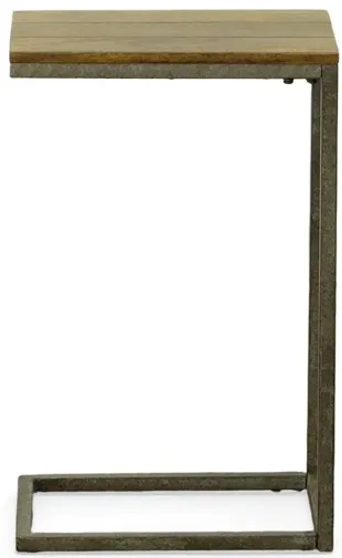 Carolina Living Aggie C-Form Accent Table - Harvest Oak Top - Aged Iron Base