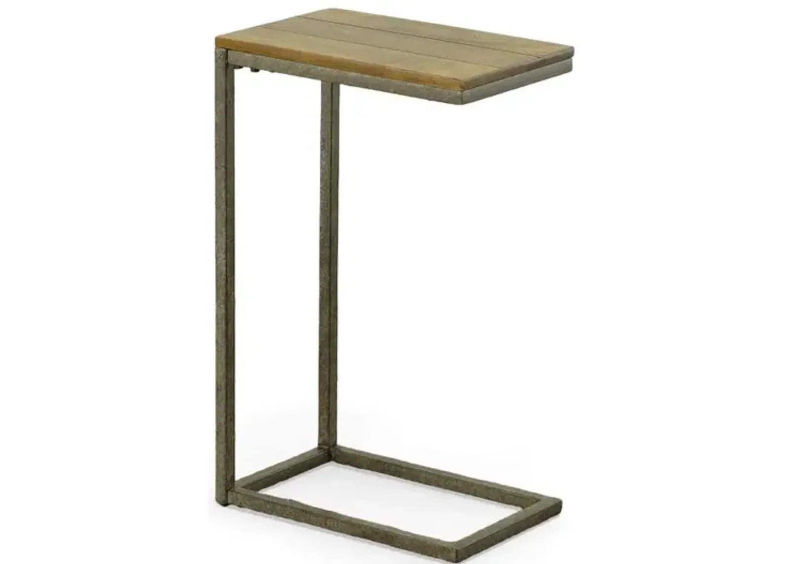 Carolina Living Aggie C-Form Accent Table - Harvest Oak Top - Aged Iron Base