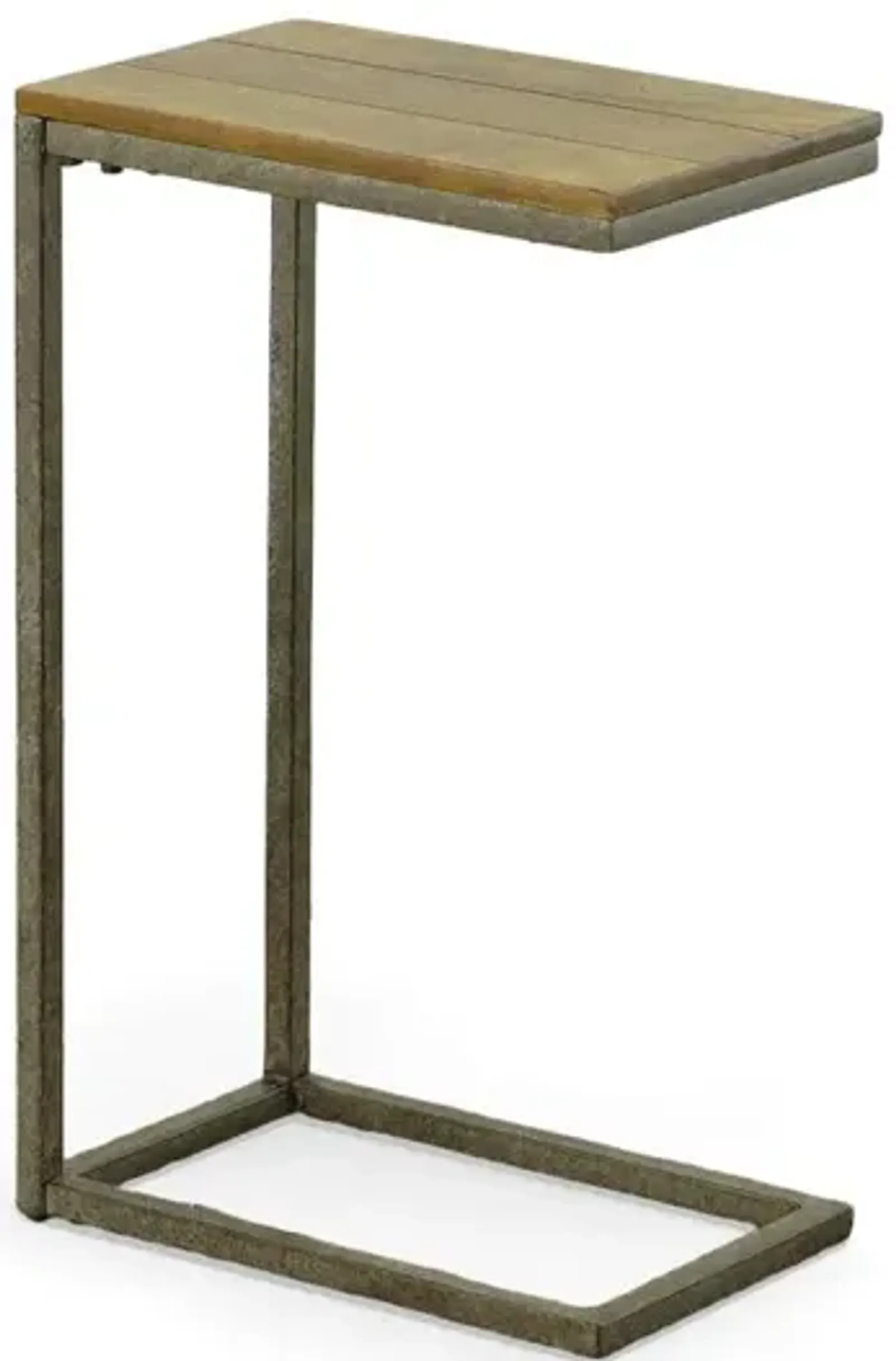 Carolina Living Aggie C-Form Accent Table - Harvest Oak Top - Aged Iron Base