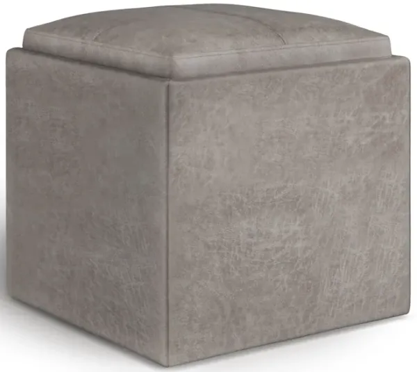 Rockwood 17 in Wide Square Cube Storage Ottoman with Tray
