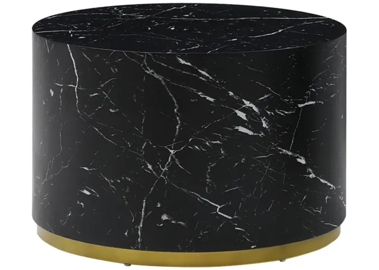 Black Marble Pattern Cocktail Table MDF With Gold Metal Base 23.6 2"