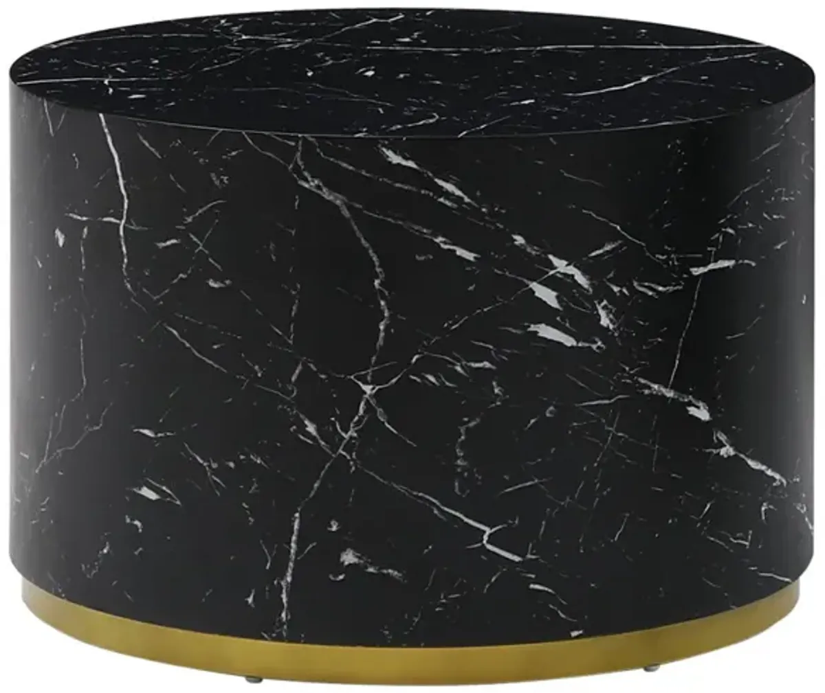 Black Marble Pattern Cocktail Table MDF With Gold Metal Base 23.6 2"