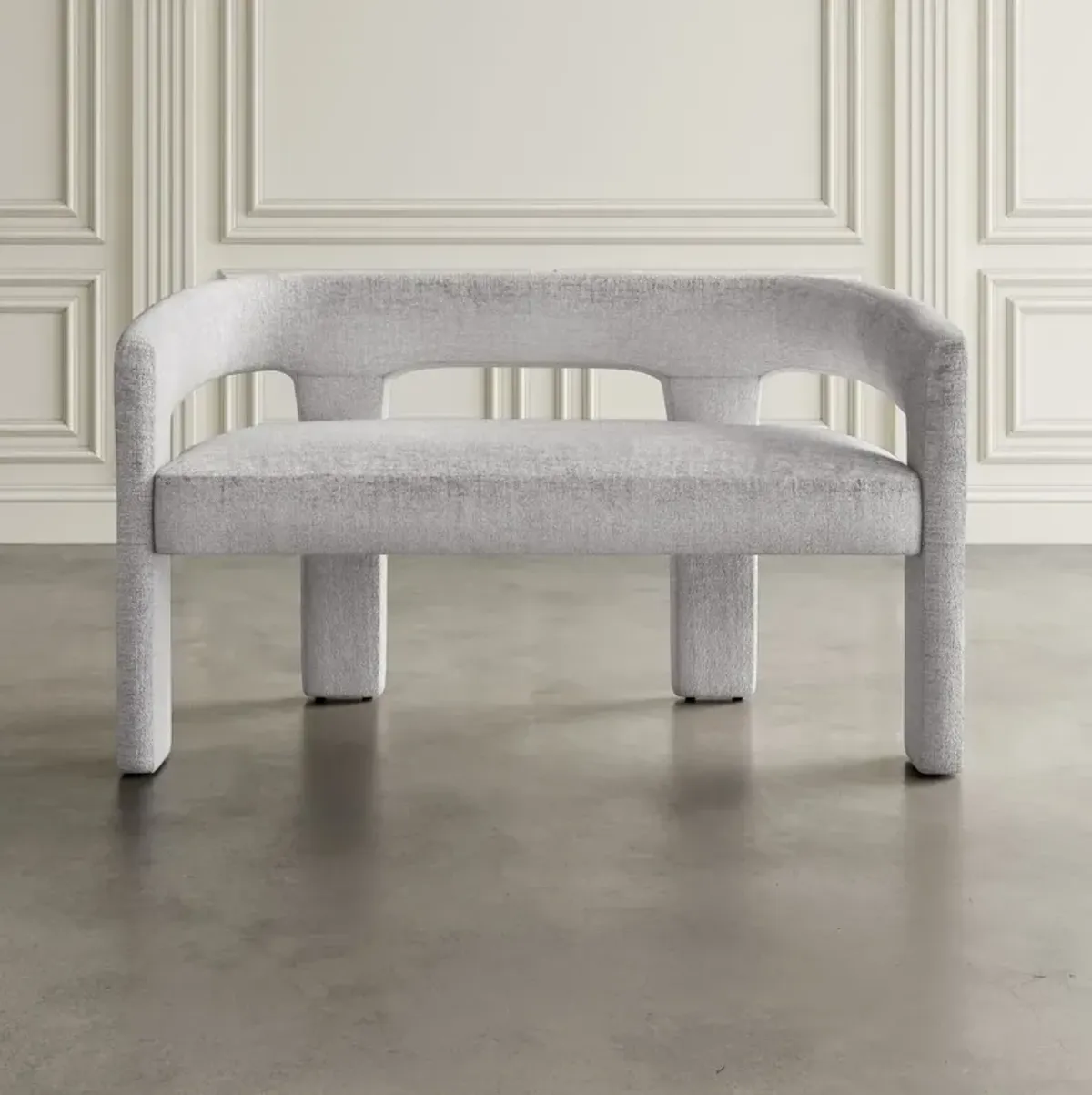 Jofran Gwen Modern Luxury Jacquard Fabric Upholstered Sculpture Bench