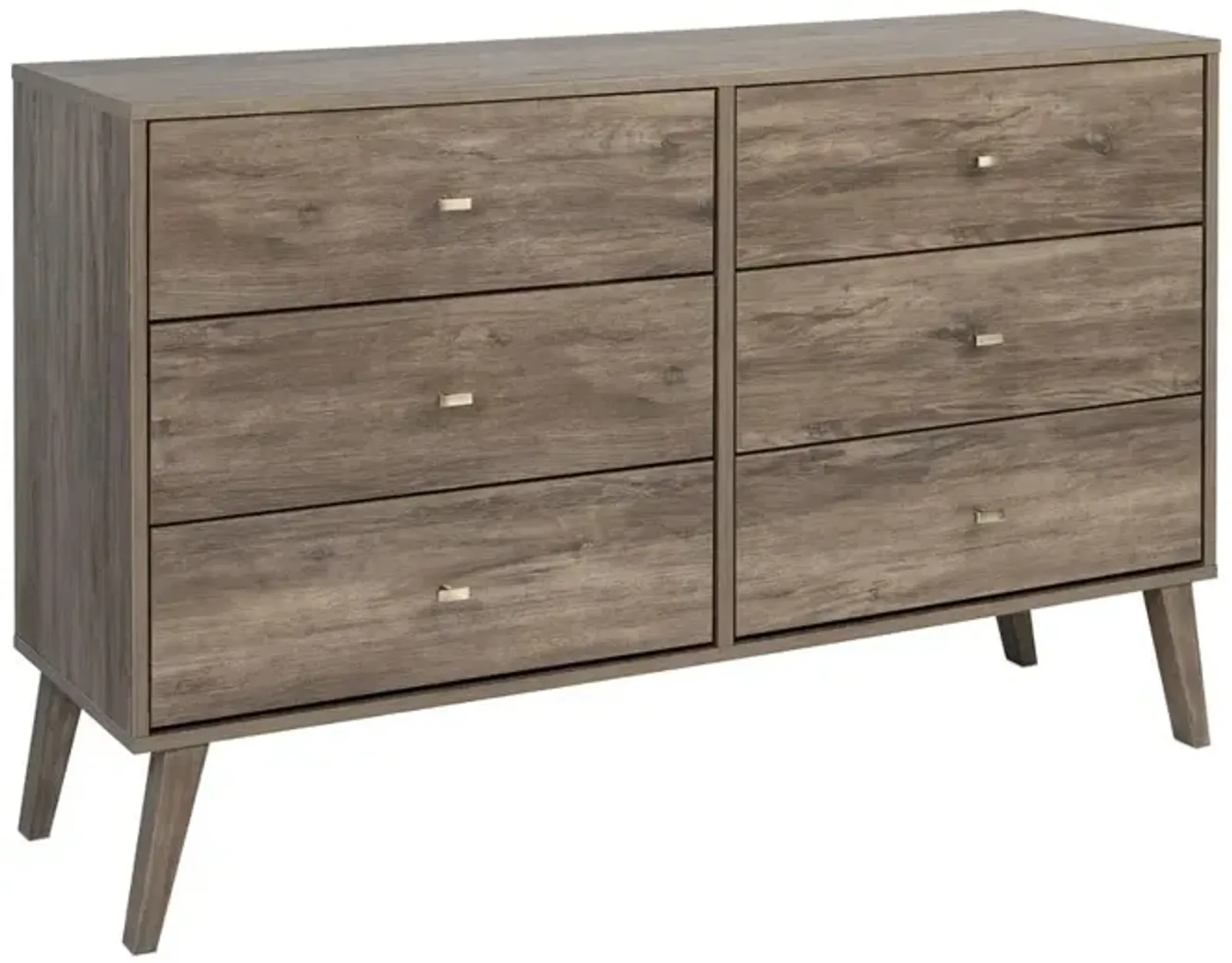 Prepac Milo Mid Century Modern  6-drawer Dresser, Drifted Gray