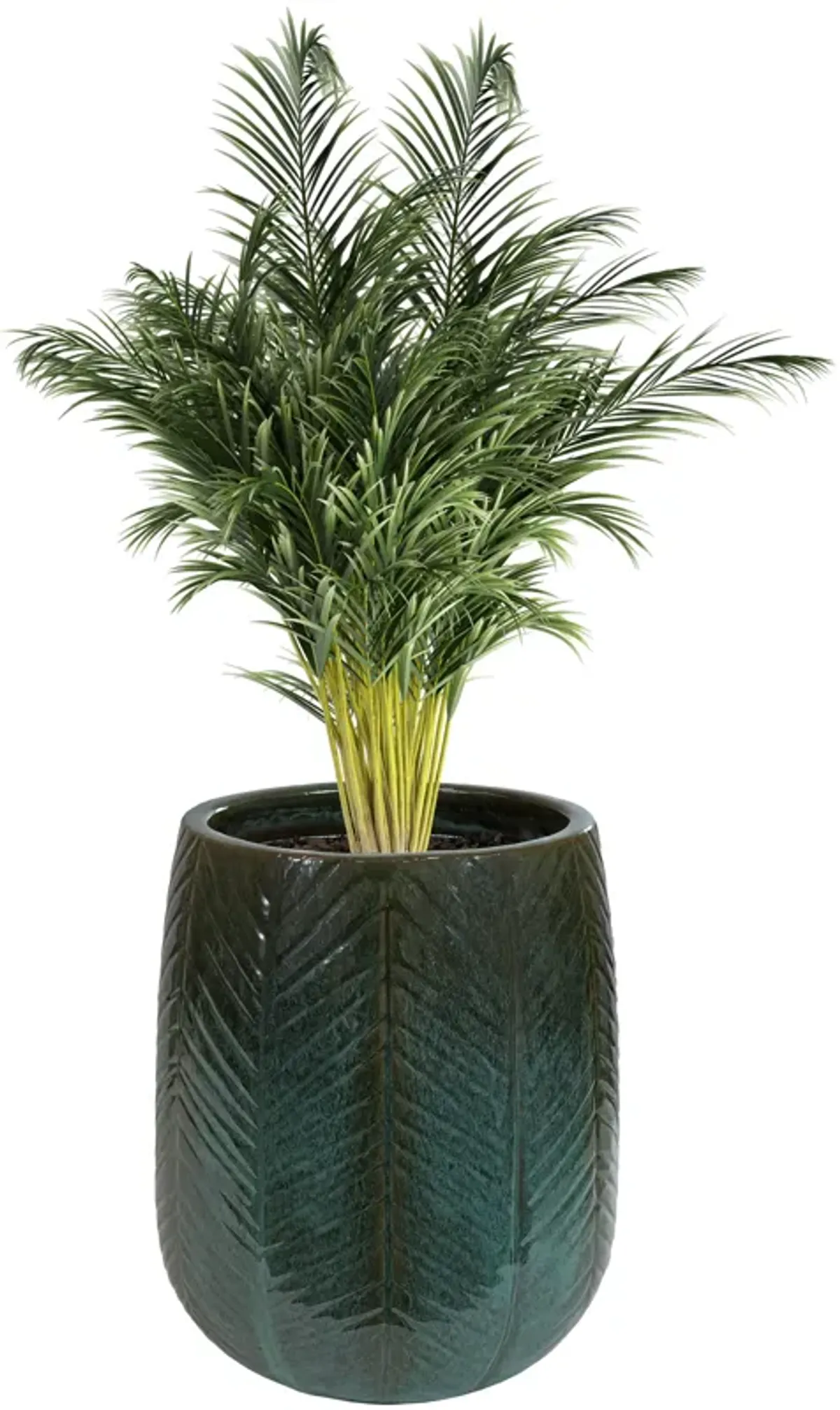 Sunnydaze 10" Chevron Pattern Ceramic Outdoor Planter - Dark Olive