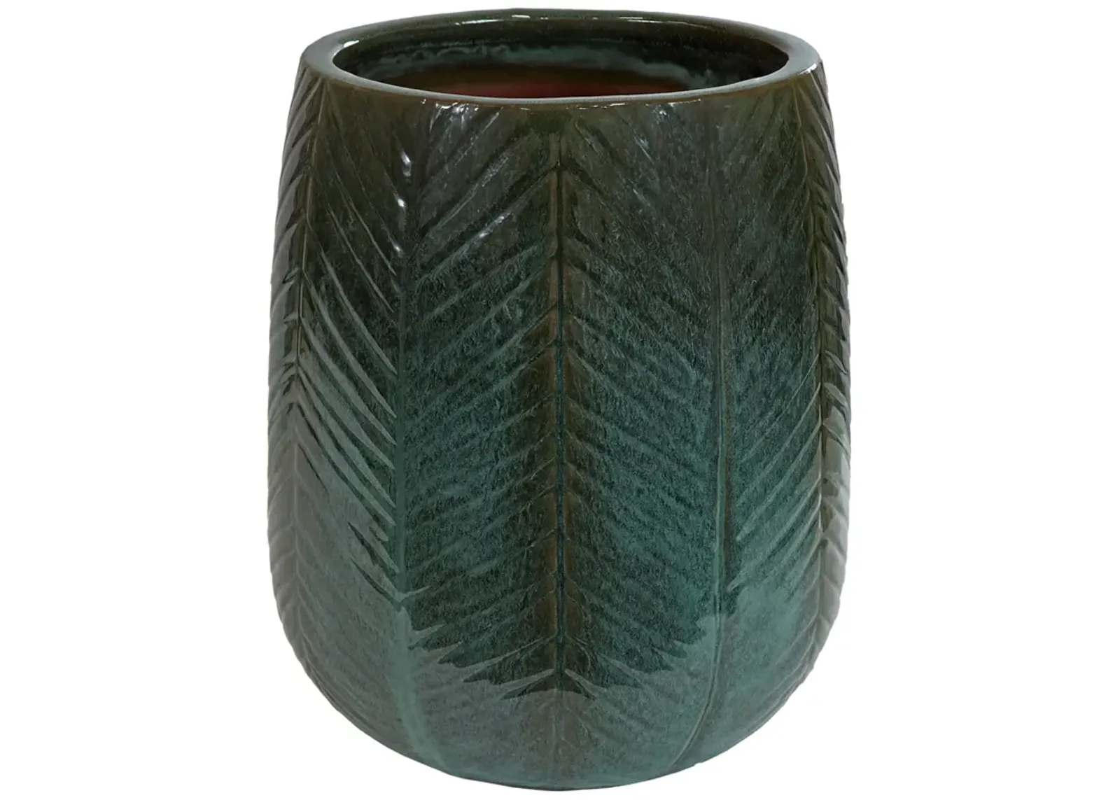 Sunnydaze 10" Chevron Pattern Ceramic Outdoor Planter - Dark Olive