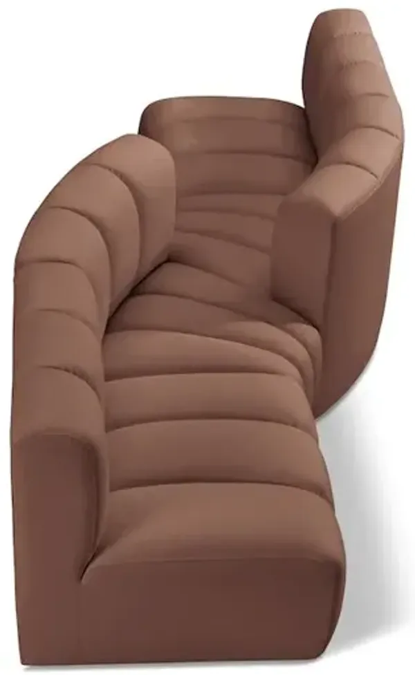 Meridian Furniture Arc Cognac Vegan Leather Modular Sofa