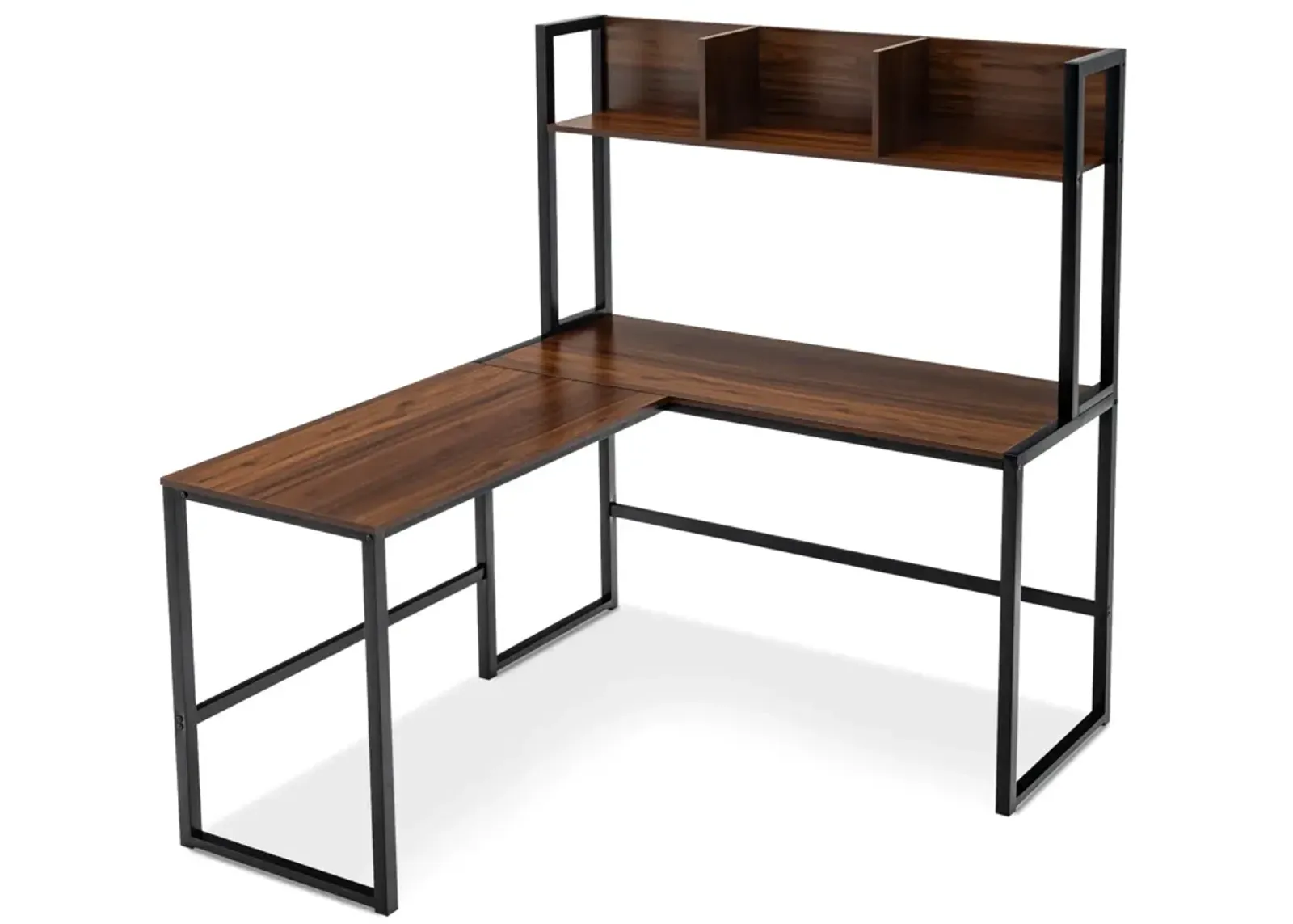 Reversible L-Shaped Corner Desk with Storage Bookshelf