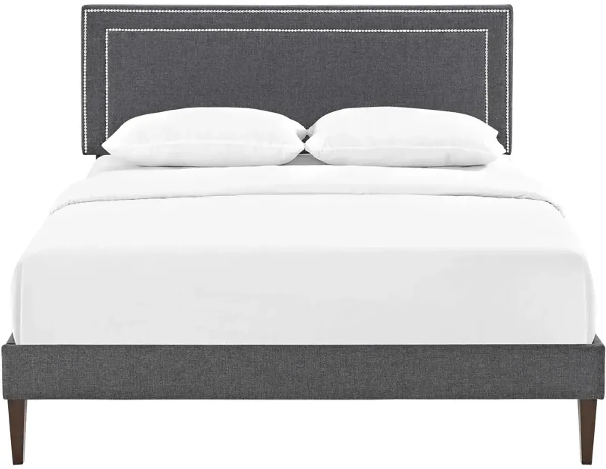 Modway - Virginia Queen Fabric Platform Bed with Squared Tapered Legs Gray