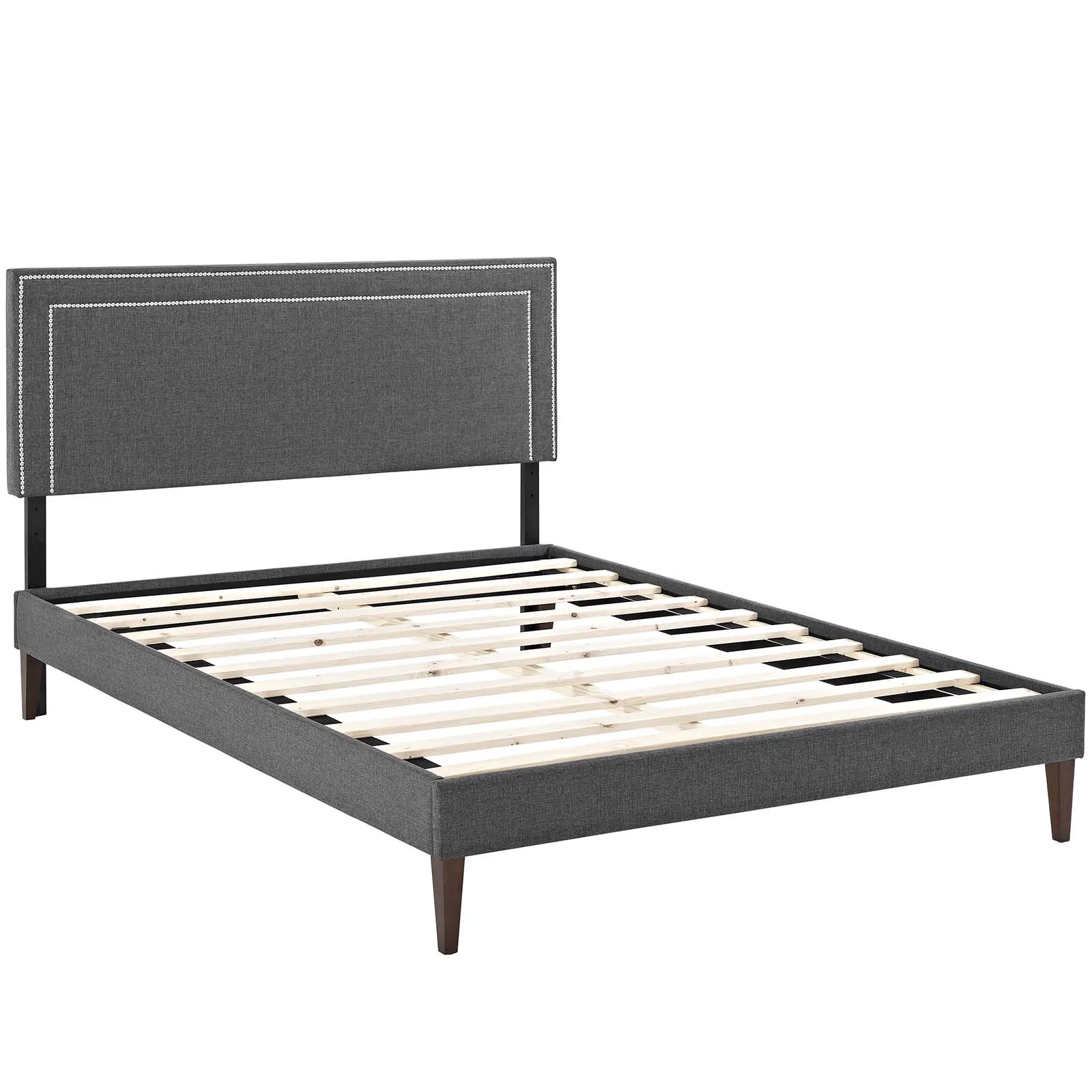 Modway - Virginia Queen Fabric Platform Bed with Squared Tapered Legs Gray