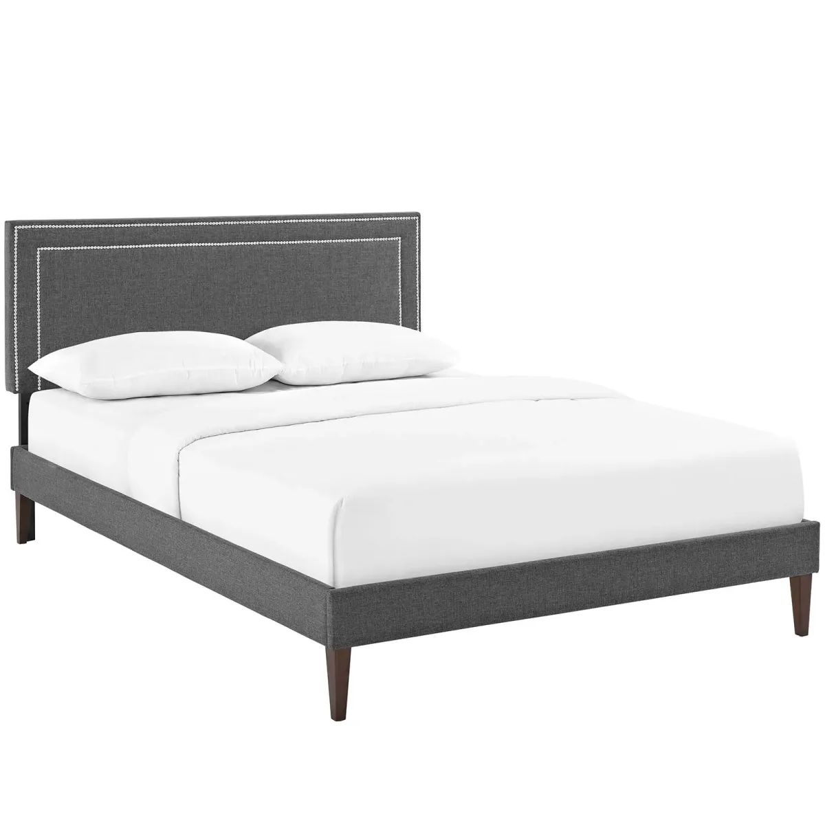 Modway - Virginia Queen Fabric Platform Bed with Squared Tapered Legs Gray