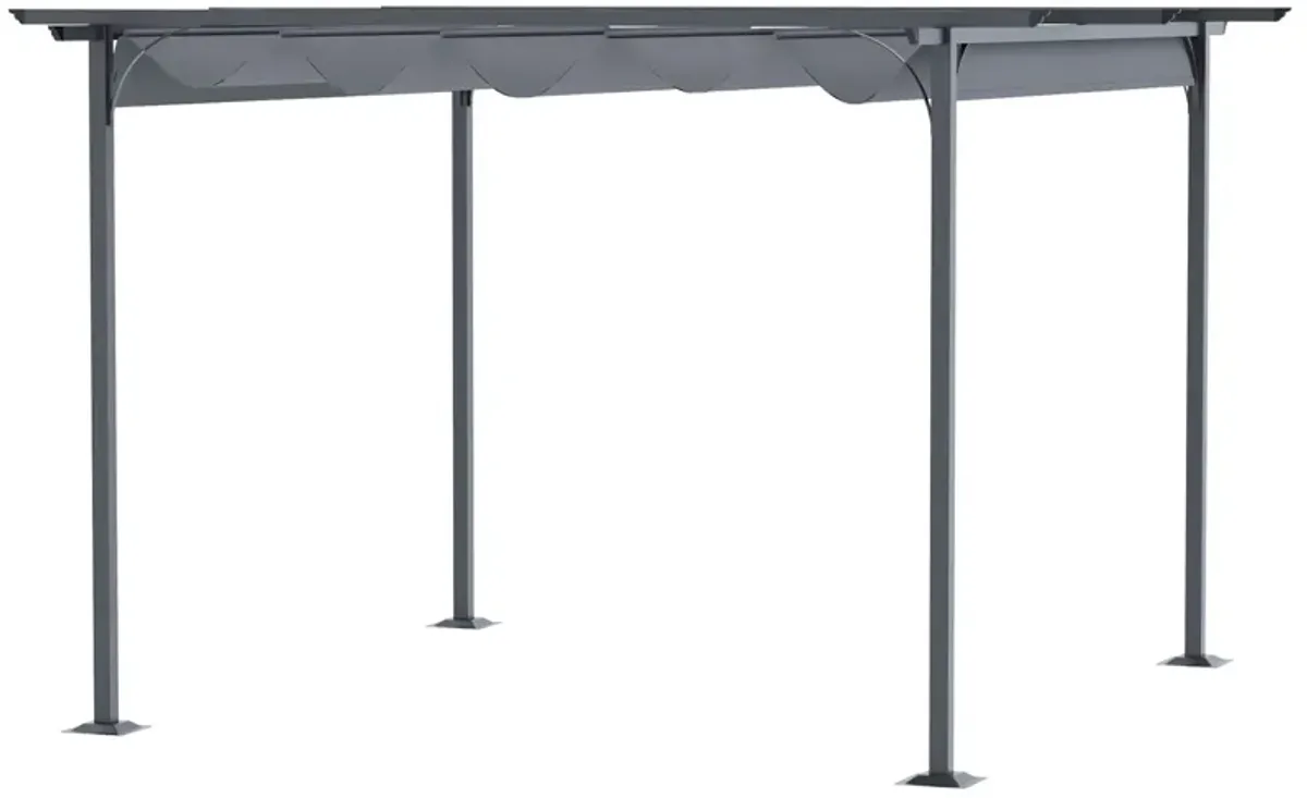 Outsunny 11.5' x 11.5' Retractable Pergola Canopy, Outdoor UV Protection & Sun Shade, Steel Frame for Garden, Grill, Patio, Backyard, Gray