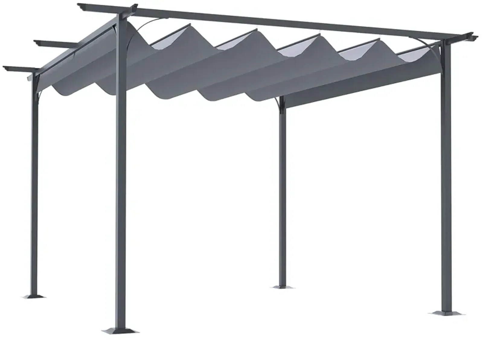 Outsunny 11.5' x 11.5' Retractable Pergola Canopy, Outdoor UV Protection & Sun Shade, Steel Frame for Garden, Grill, Patio, Backyard, Gray