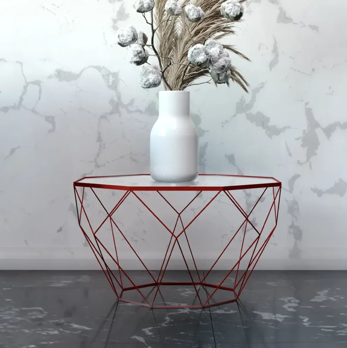 LeisureMod Malibu 23" Octagon End Table with Glass Top