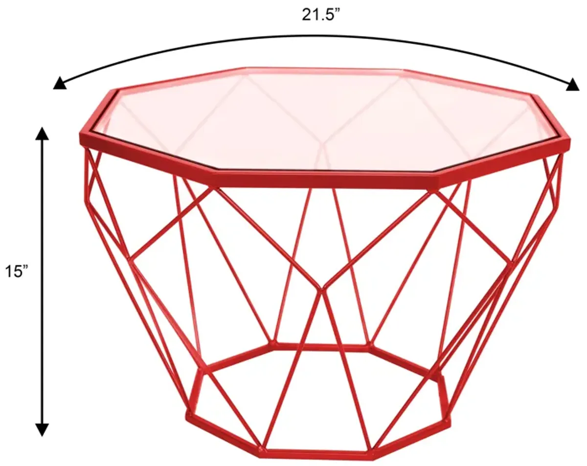 LeisureMod Malibu 23" Octagon End Table with Glass Top