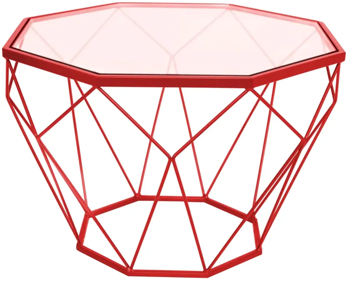 LeisureMod Malibu 23" Octagon End Table with Glass Top