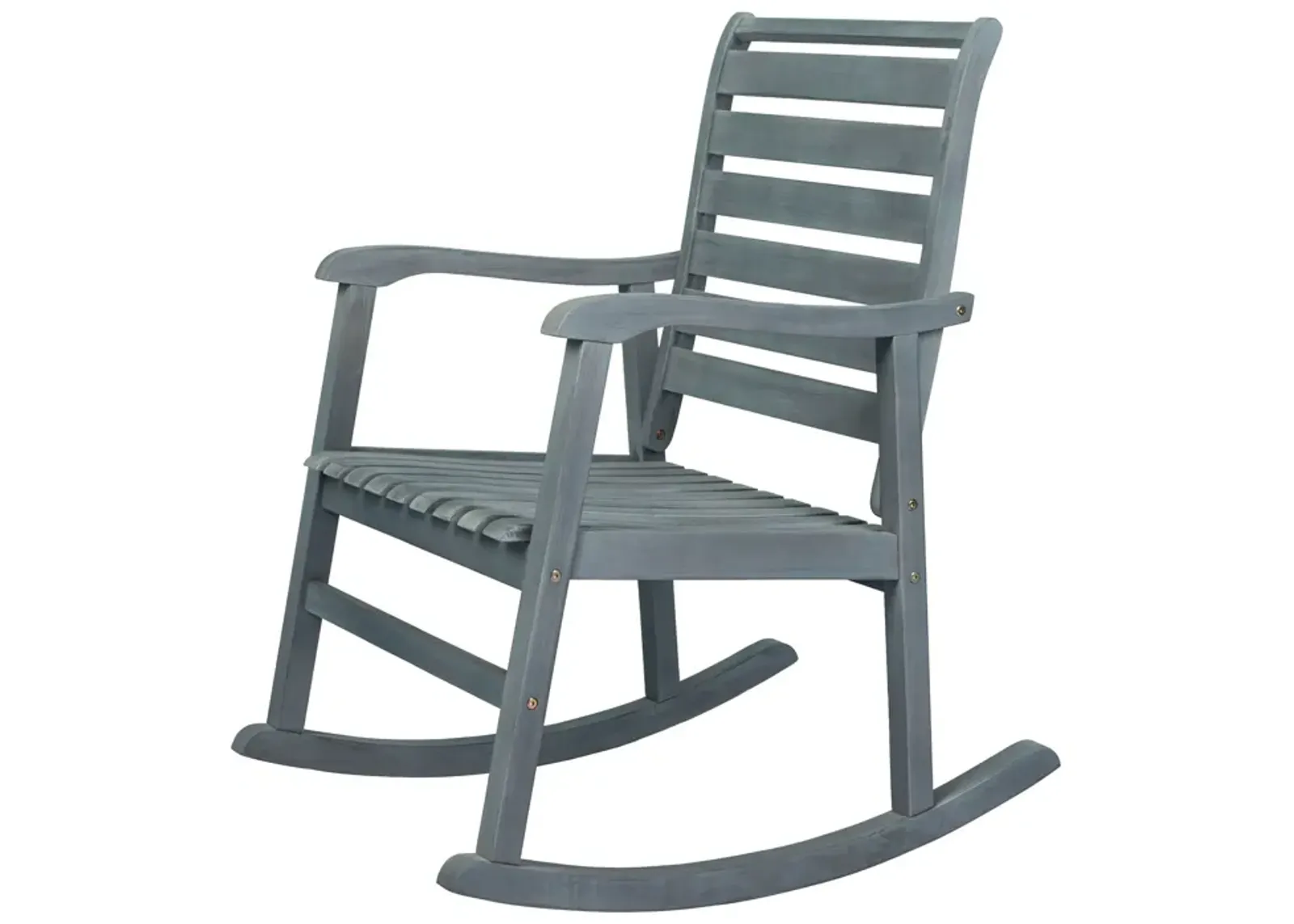 Carey Modern Slat Back Acacia Wood Patio Outdoor Rocking Chair