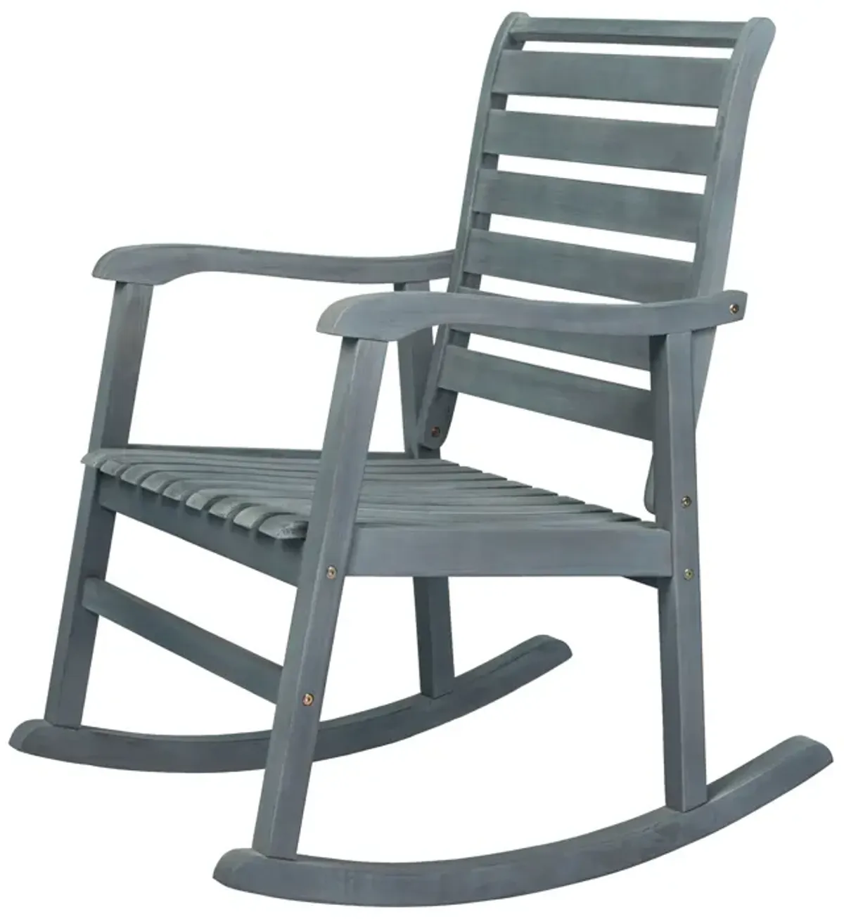 Carey Modern Slat Back Acacia Wood Patio Outdoor Rocking Chair