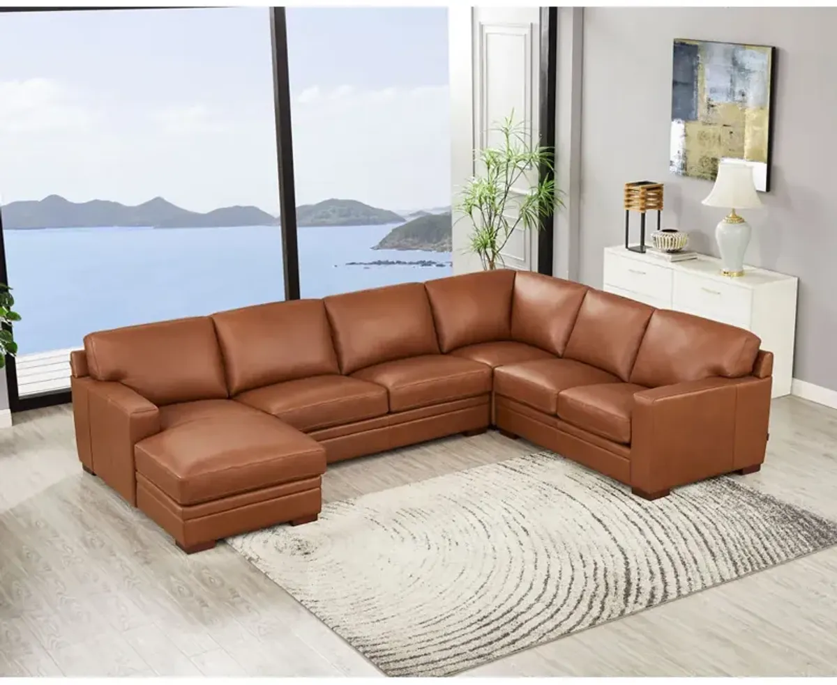 Dillon Top Grain Leather U-Shaped Sectional with Left Chaise