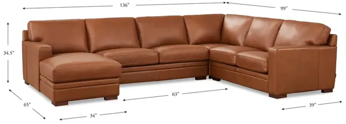 Dillon Top Grain Leather U-Shaped Sectional with Left Chaise