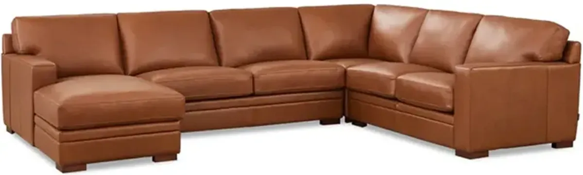 Dillon Top Grain Leather U-Shaped Sectional with Left Chaise