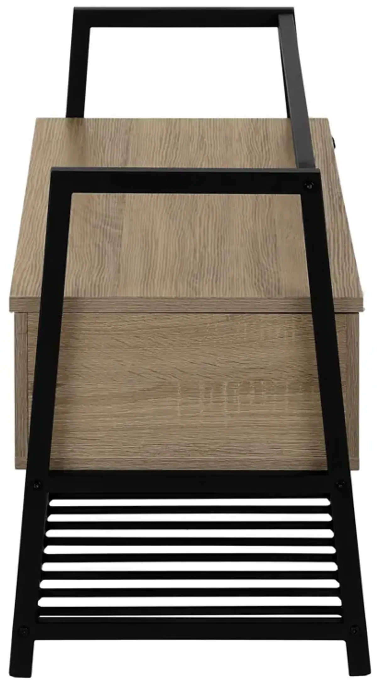 Monarch Specialties I 4501 Bench, Entryway, Hallway, Storage, 42" Rectangular, Metal, Laminate, Brown, Black, Contemporary, Modern