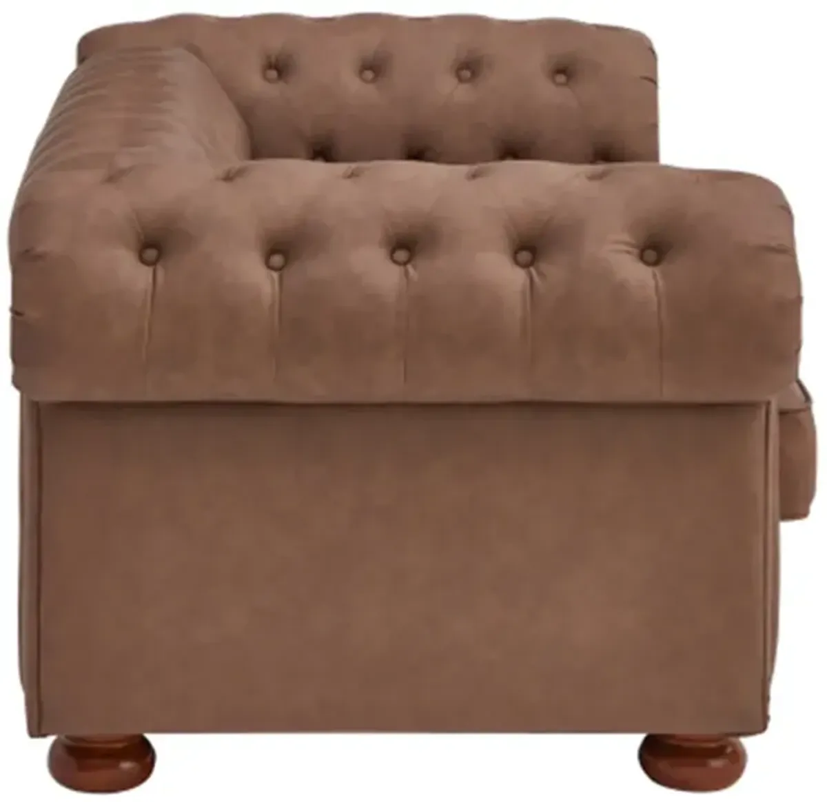 The living room is made more cozy and comfortable with a brown faux leather classic chesterfield sofa chaise lounge.