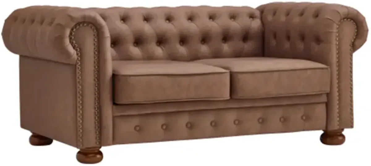 The living room is made more cozy and comfortable with a brown faux leather classic chesterfield sofa chaise lounge.