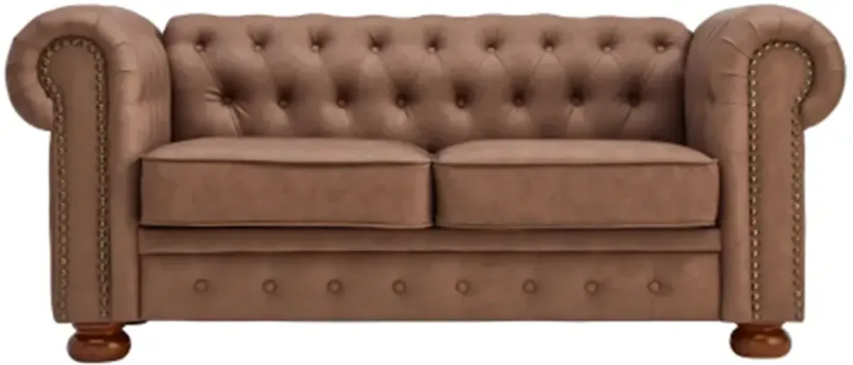 The living room is made more cozy and comfortable with a brown faux leather classic chesterfield sofa chaise lounge.