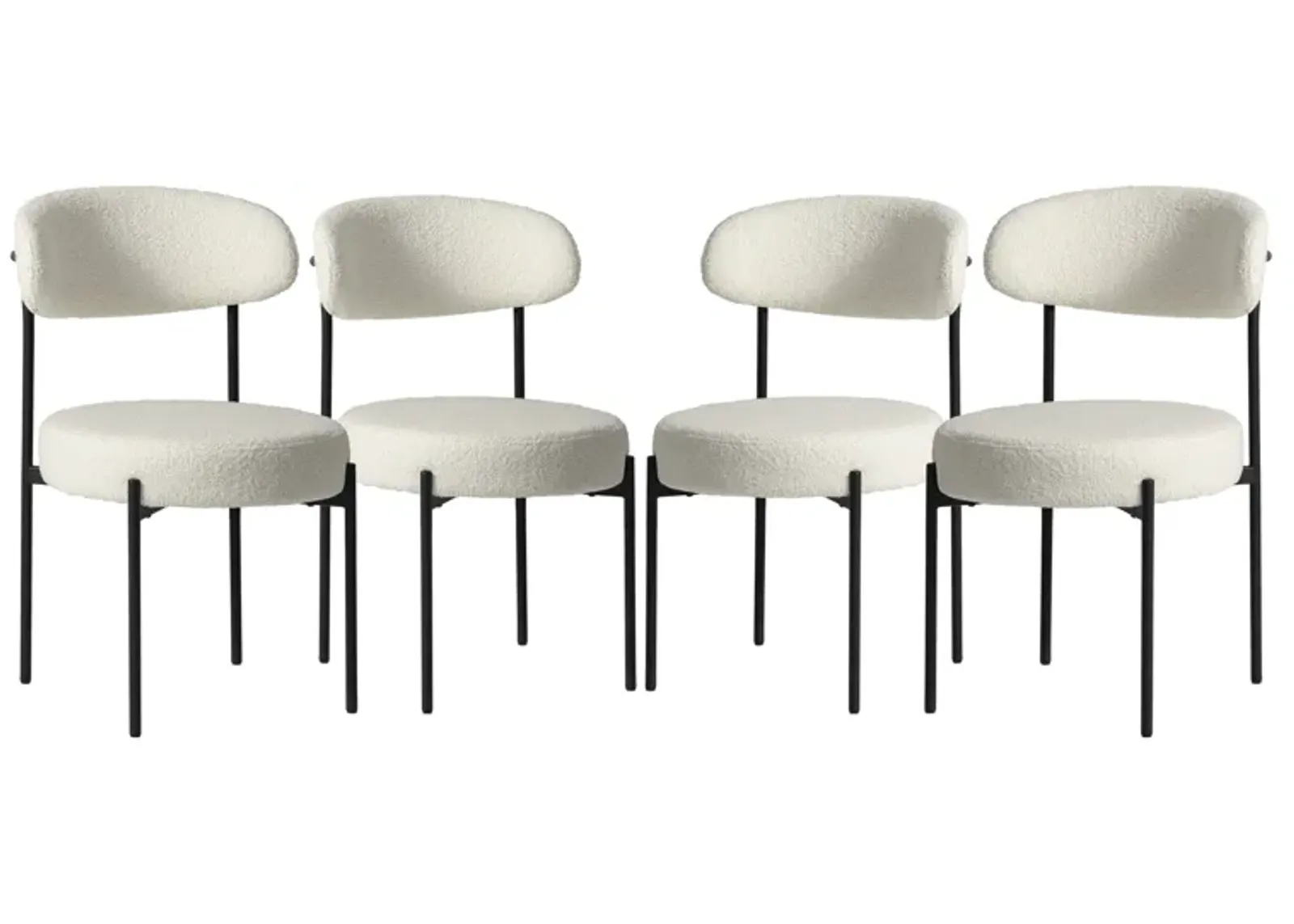 WestinTrends Mid-Century Modern Upholstered Sherpa Round Dining Chairs (Set of 4)