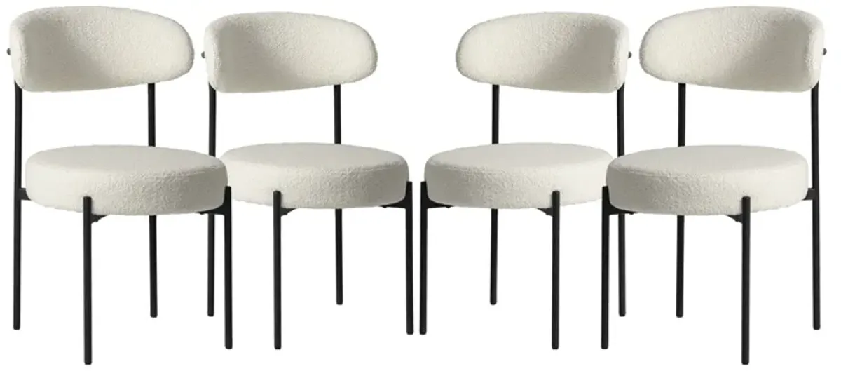 WestinTrends Mid-Century Modern Upholstered Sherpa Round Dining Chairs (Set of 4)