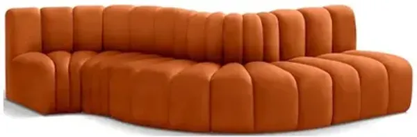 Meridian Furniture Arc Cognac Velvet Modular Sofa