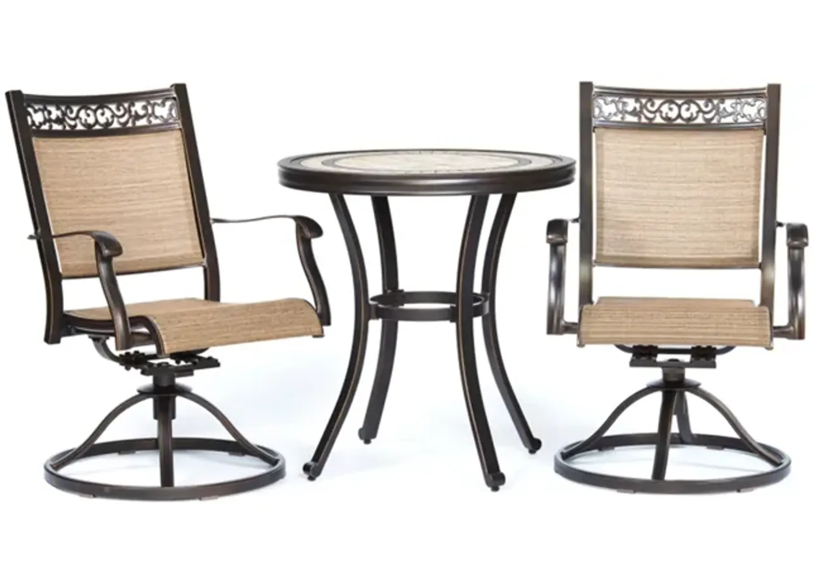 MONDAWE 3-Piece Patio Dining Set Cast Aluminum Bistro Set Round 28 in. H Table and 2 Swivel Chair