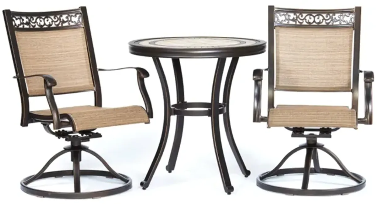 MONDAWE 3-Piece Patio Dining Set Cast Aluminum Bistro Set Round 28 in. H Table and 2 Swivel Chair