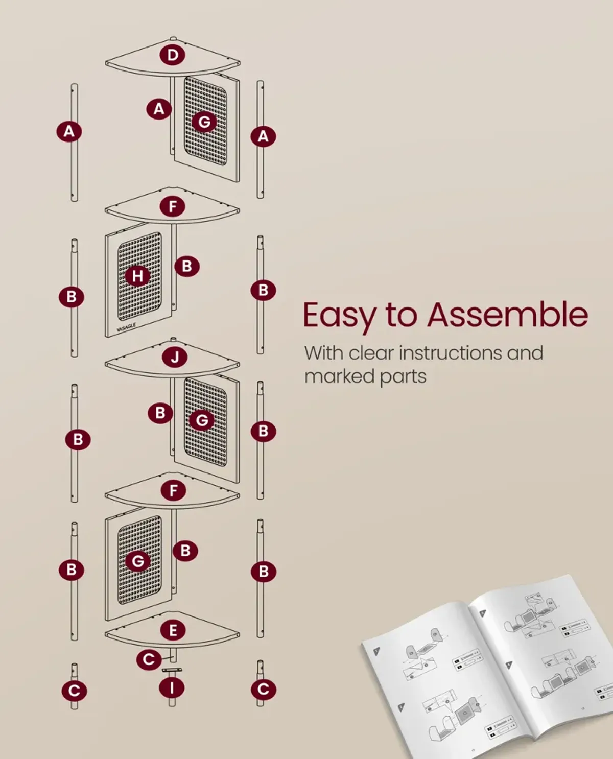 5-Tier Corner Shelf Stand with Polyrattan Sides