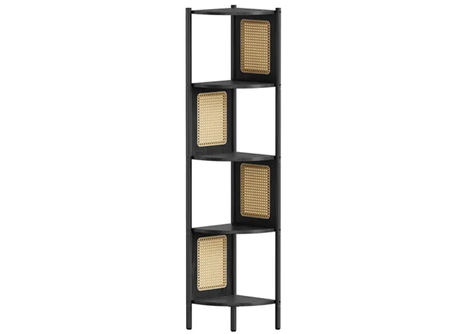 5-Tier Corner Shelf Stand with Polyrattan Sides