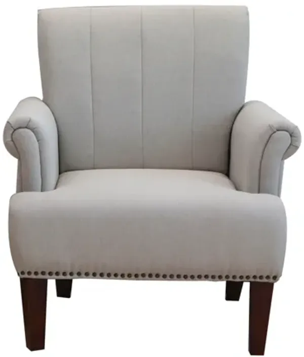 Hivvago 30 Inch Light Gray and Brown Upholstered Arm Chair