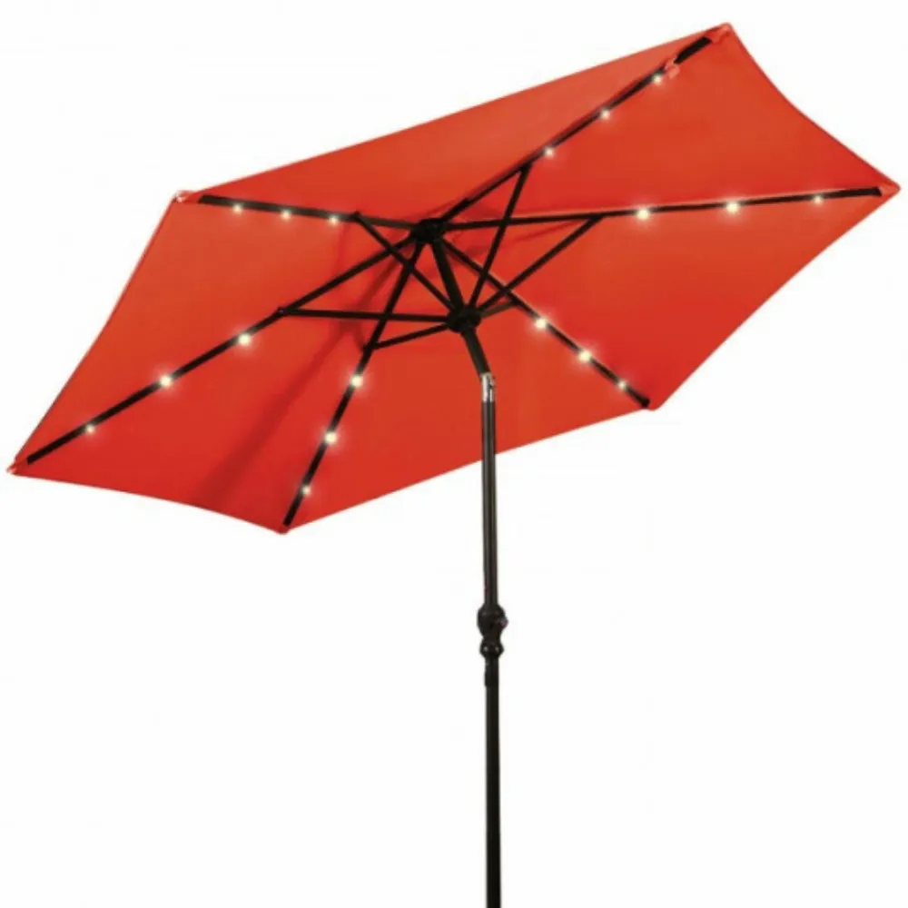 9FT Steel Patio Solar Umbrella LED Patio Market