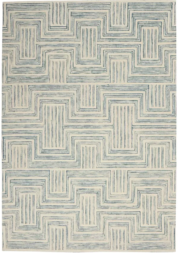 Interlock ITL06 Ivory/Turquoise 5' x 7'6" Rug
