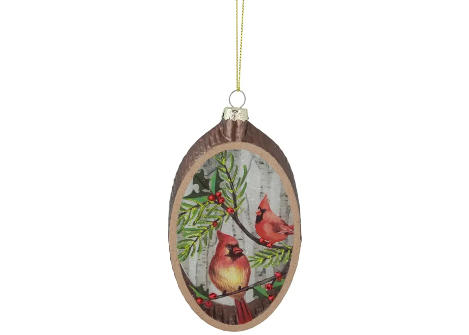 6" Cardinal Glass Plate Christmas Ornament