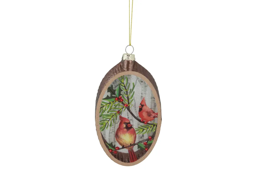 6" Cardinal Glass Plate Christmas Ornament