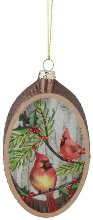 6" Cardinal Glass Plate Christmas Ornament