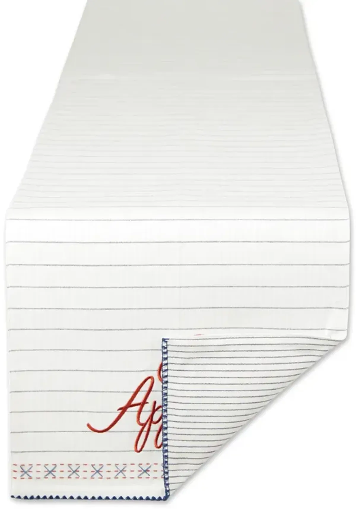 108" White and Red Bon Appetit Embroidered Table Runner