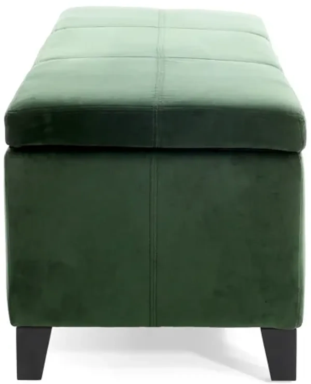 Elias Storage Ottoman Bench, 51 Inch Storage, Emerald Green Velvet -Benzara