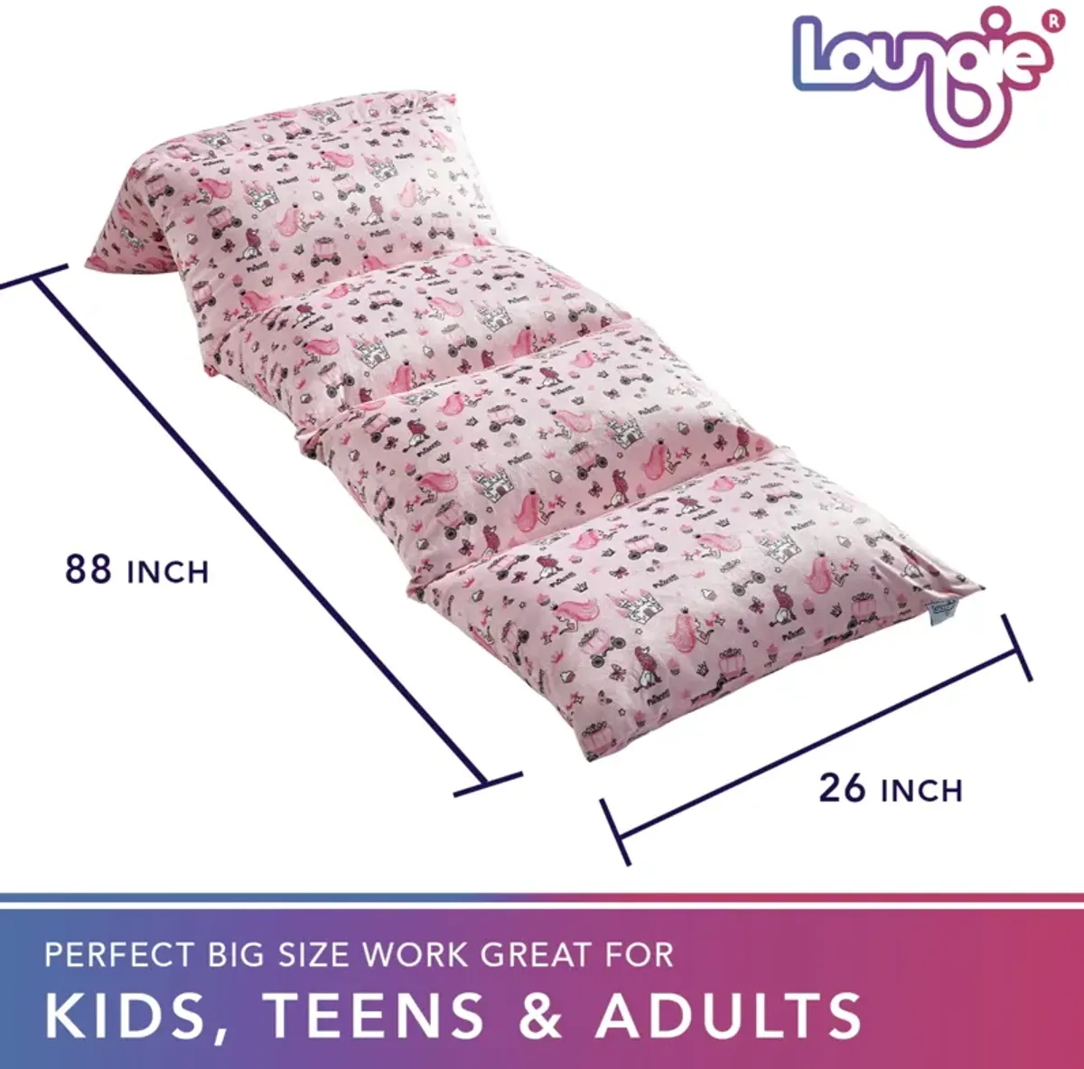 Loungie Floor Pillow Bed Cover 88"x26"