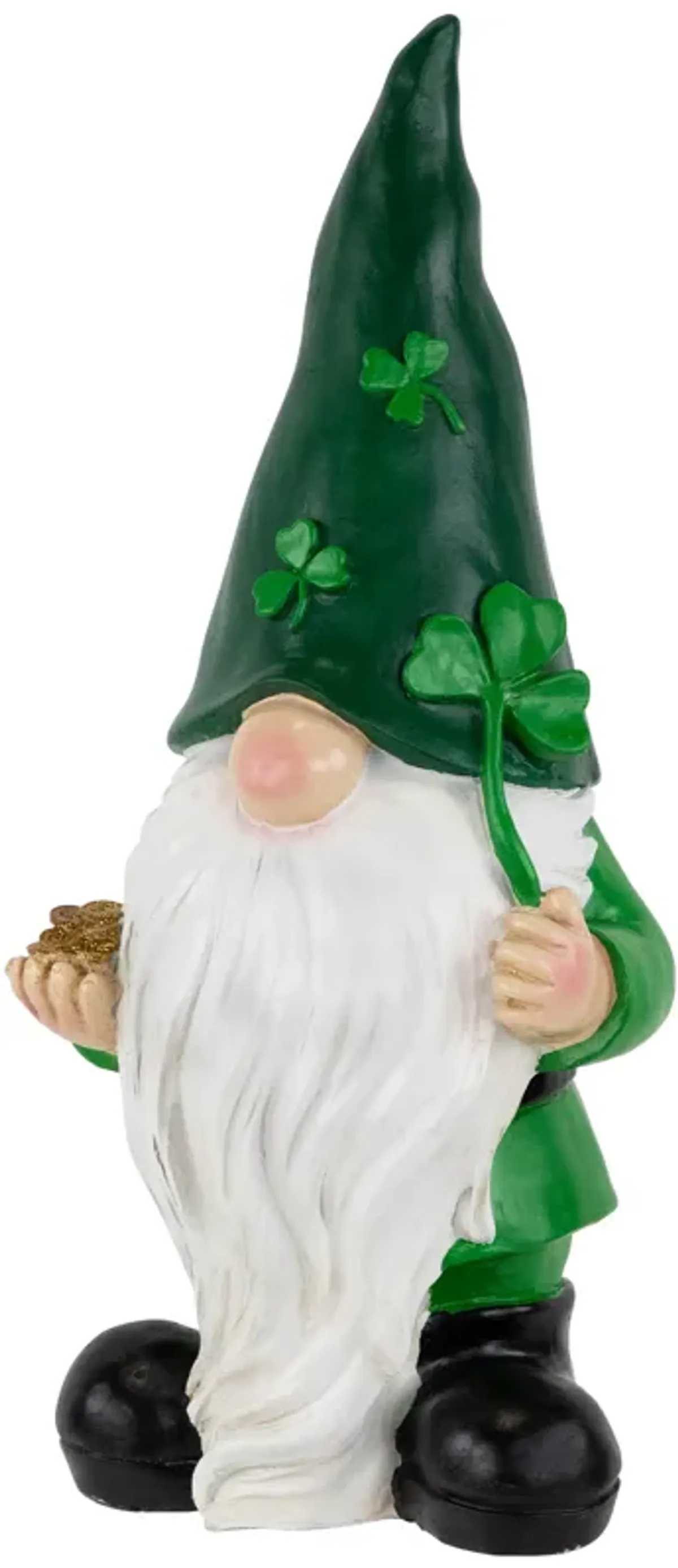 16.75" St. Patrick's Day Shamrock Gnome Outdoor Garden Statue