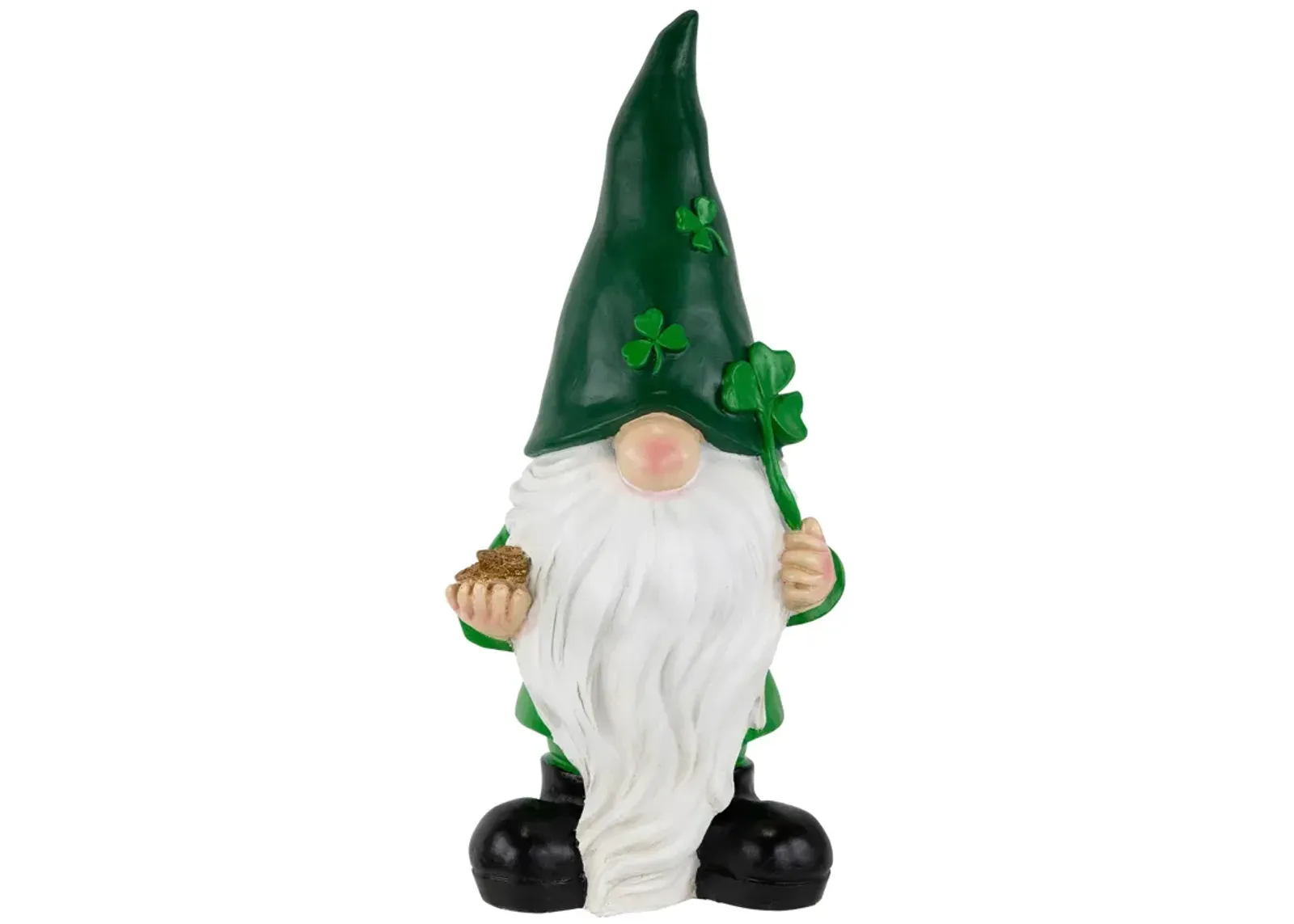 16.75" St. Patrick's Day Shamrock Gnome Outdoor Garden Statue